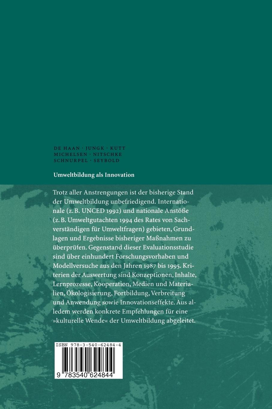 Rückseitencover Umweltbildung als Innovation