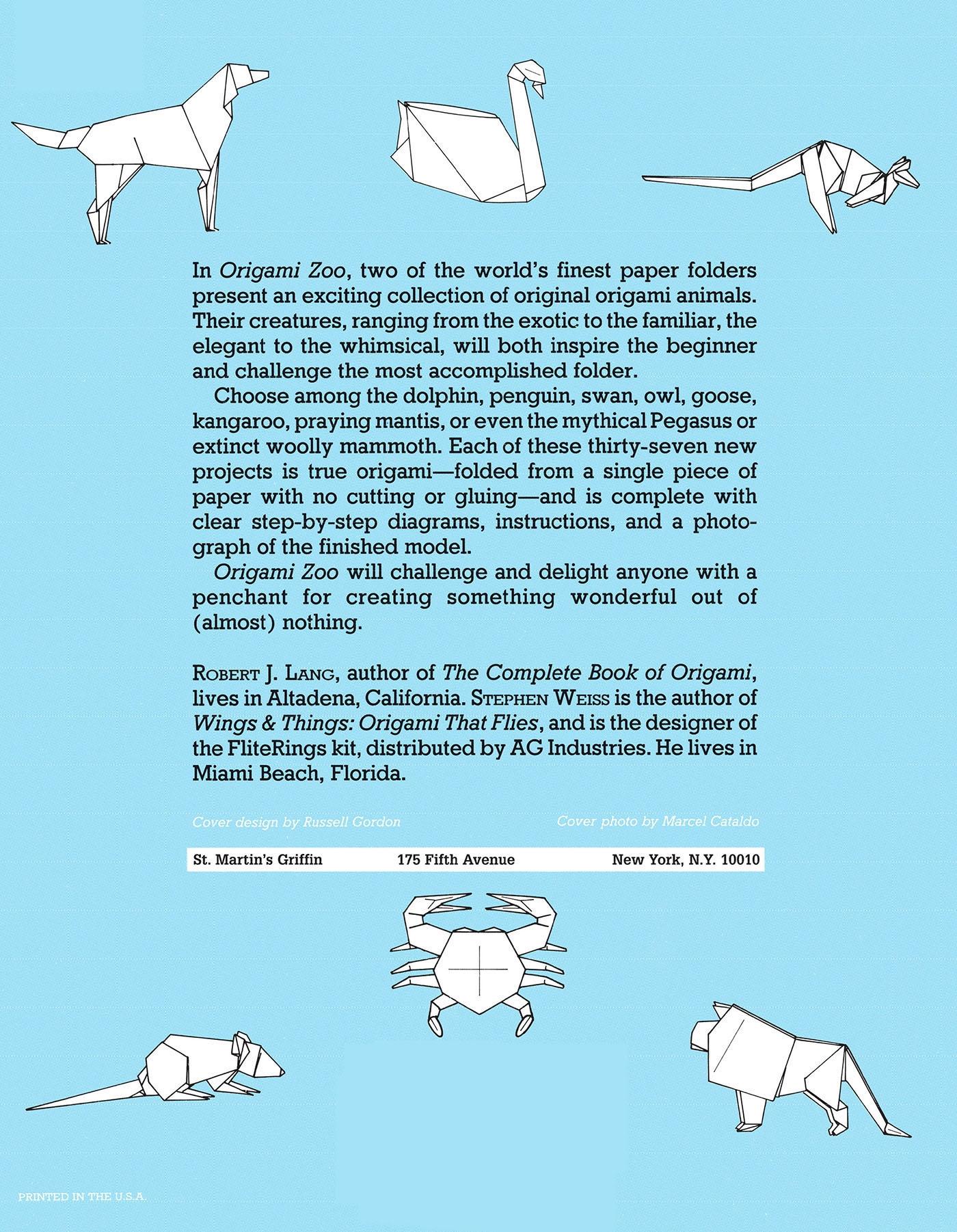 Rückseitencover Origami Zoo