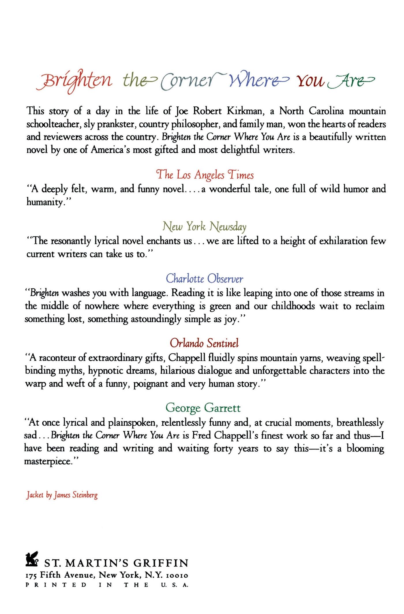 Rückseitencover Brighten the Corner Where You Are