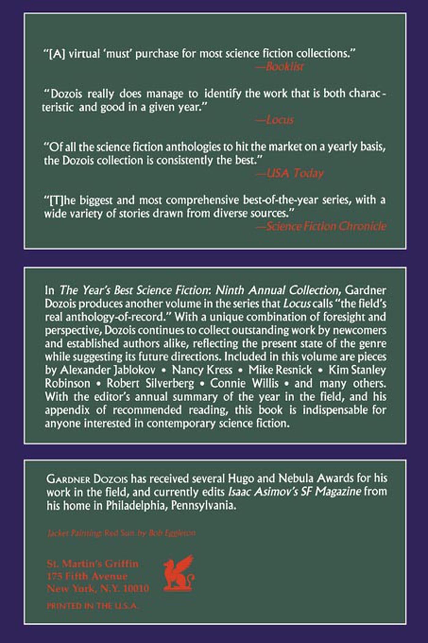 Rückseitencover The Year's Best Science Fiction