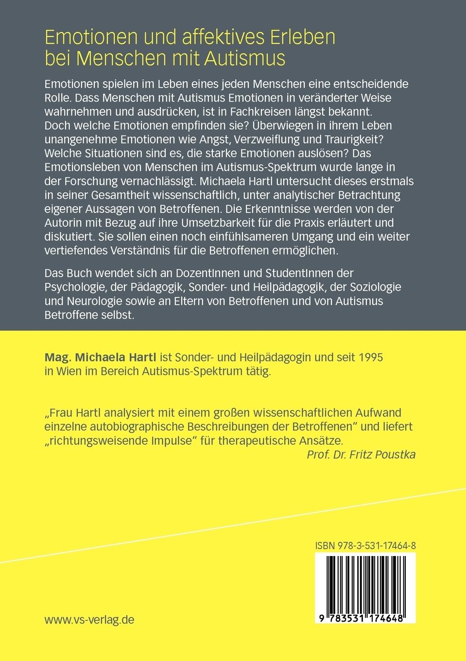 Rückseitencover Emotionen und affektives Erleben bei Menschen mit Autismus