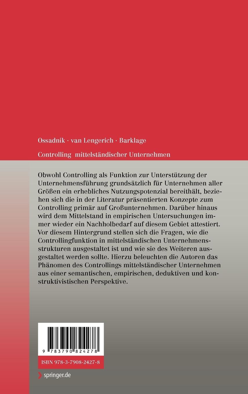 Rückseitencover Controlling mittelständischer Unternehmen