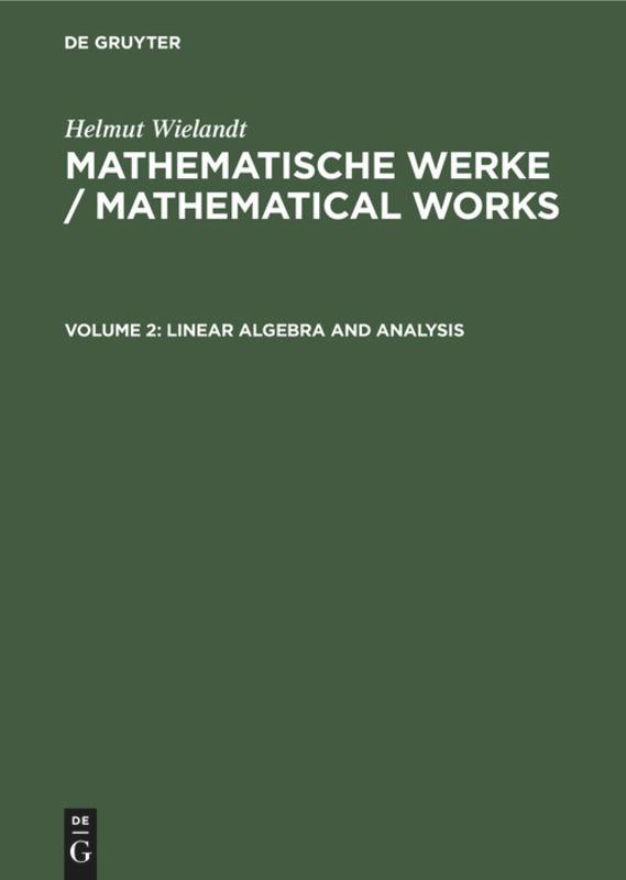 Vorderes Coverbild Linear Algebra and Analysis