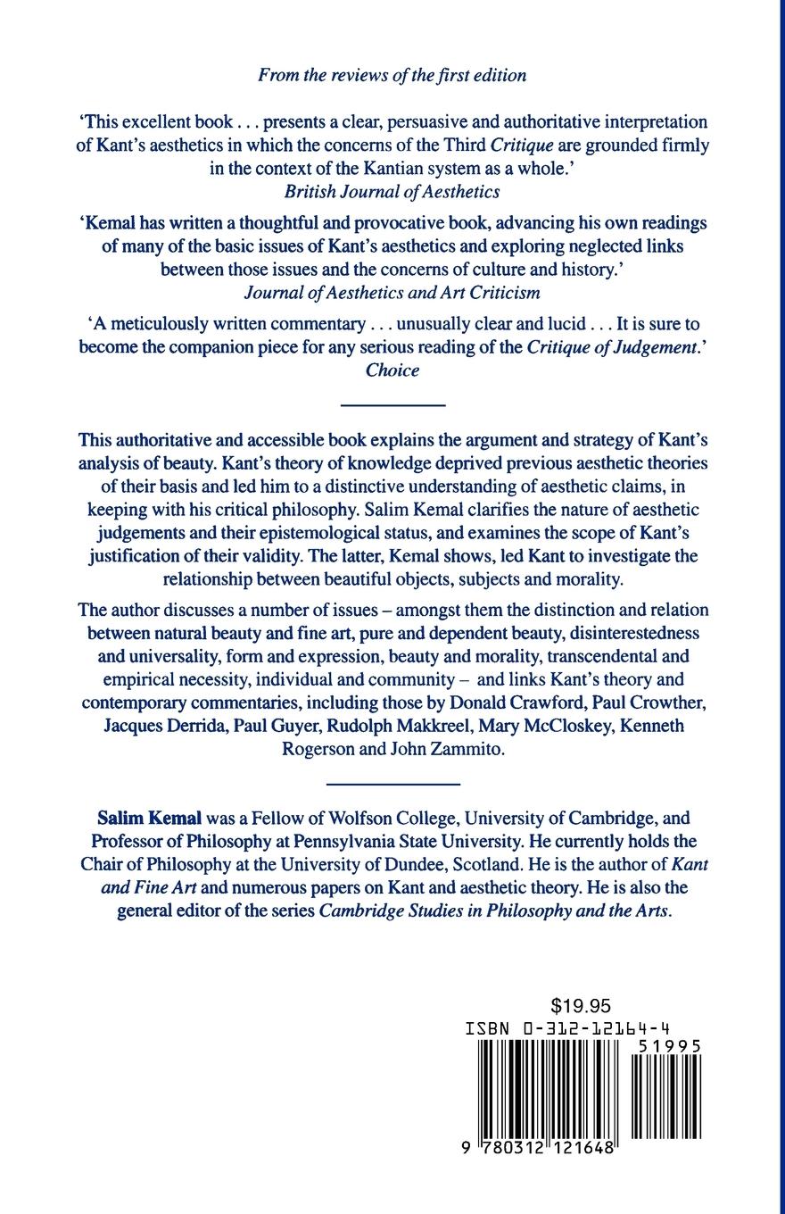 Rückseitencover Kant's Aesthetic Theory