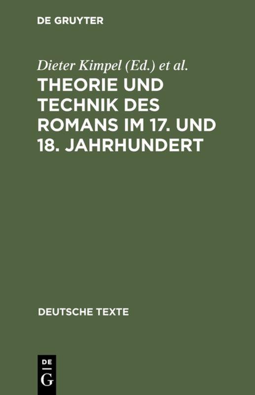 Vorderes Coverbild Theorie und Technik des Romans im 17. und 18. Jahrhundert