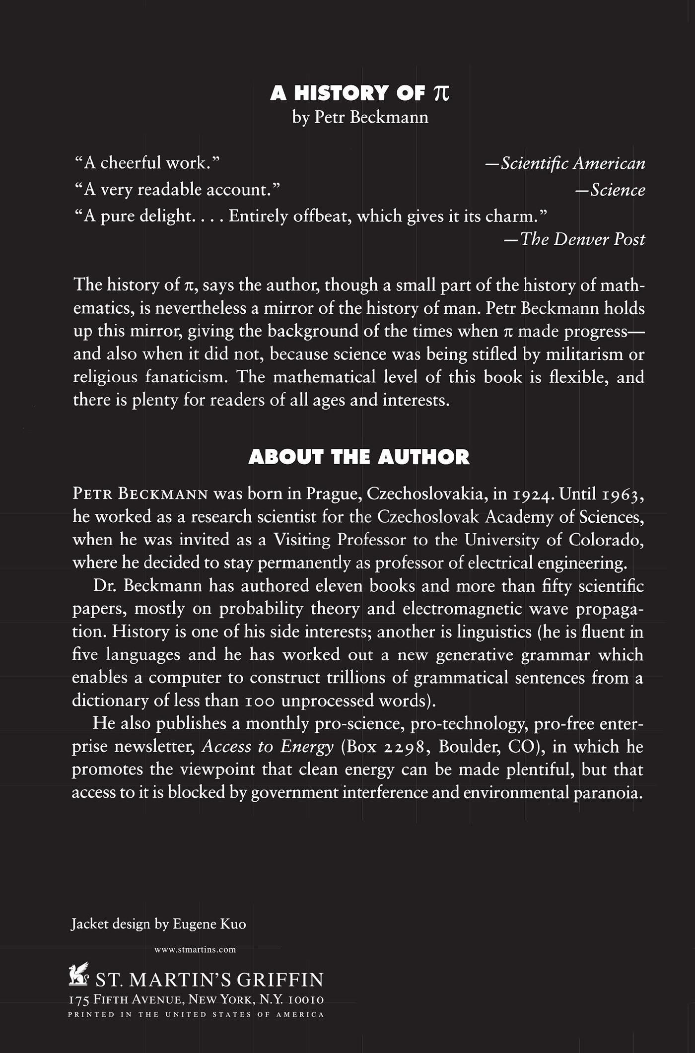 Rückseitencover A History of Pi