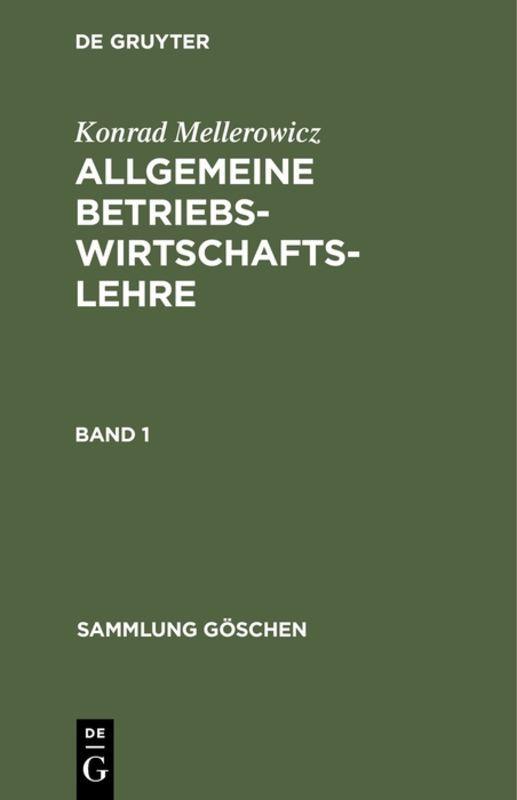 Vorderes Coverbild Konrad Mellerowicz: Allgemeine Betriebswirtschaftslehre. Band 1