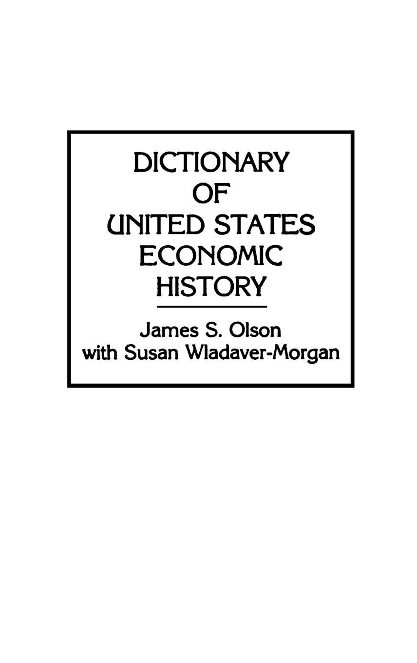 Vorderes Coverbild Dictionary of United States Economic History