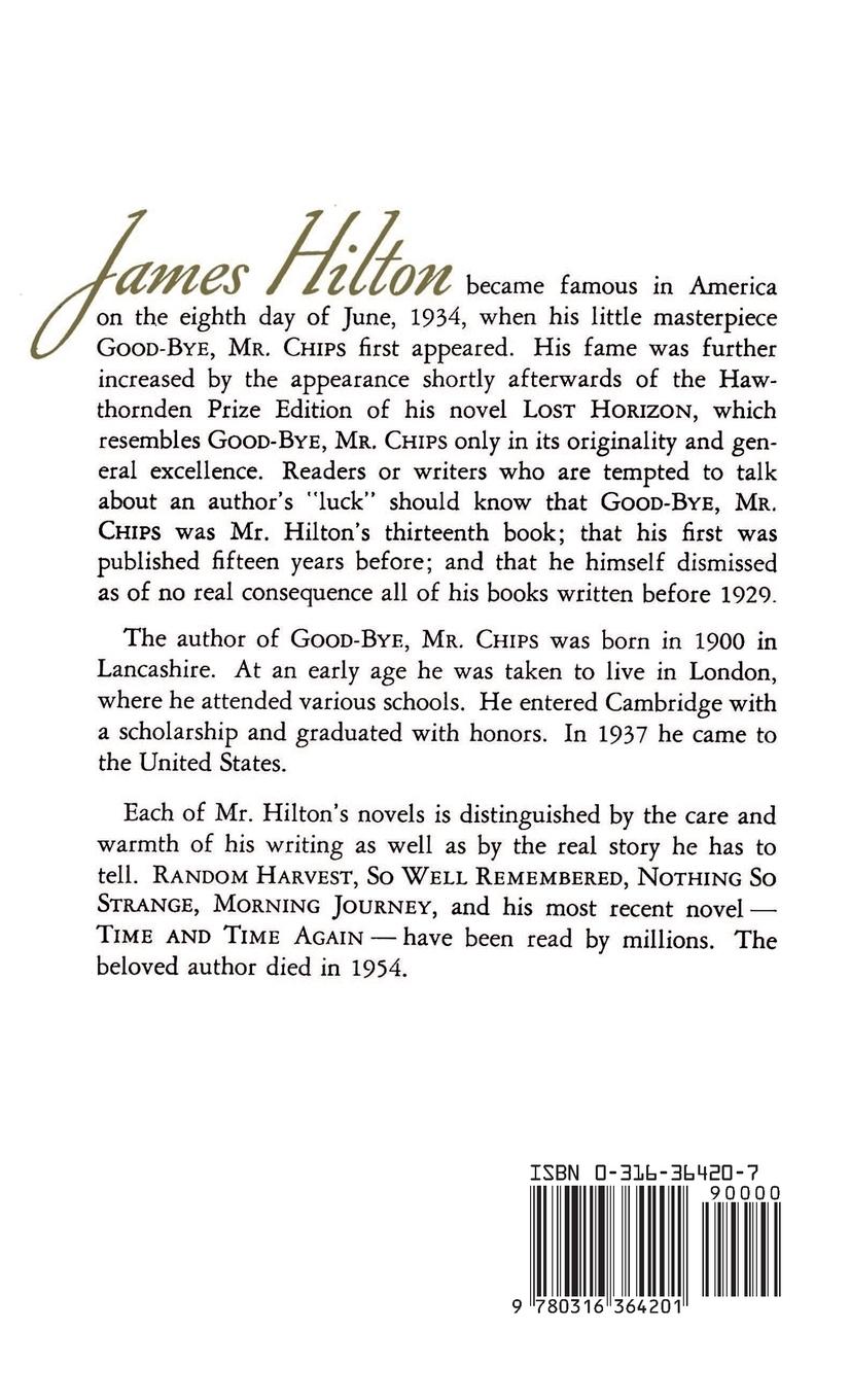 Rückseitencover Good-Bye, Mr. Chips