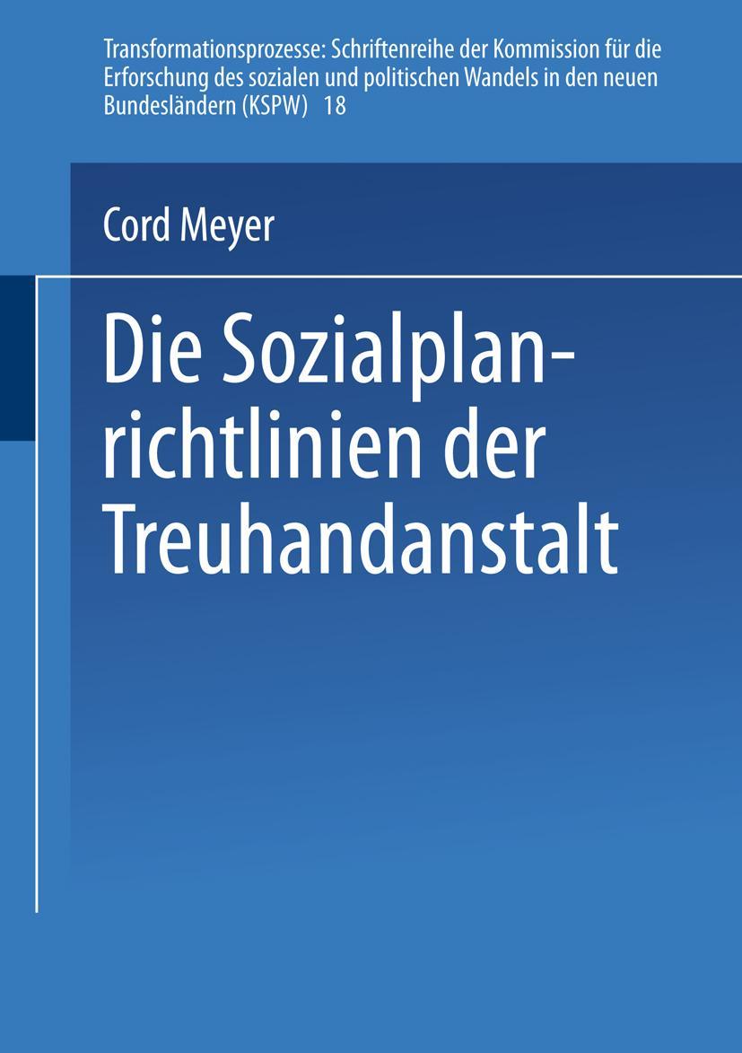 Vorderes Coverbild Die Sozialplanrichtlinien der Treuhandanstalt