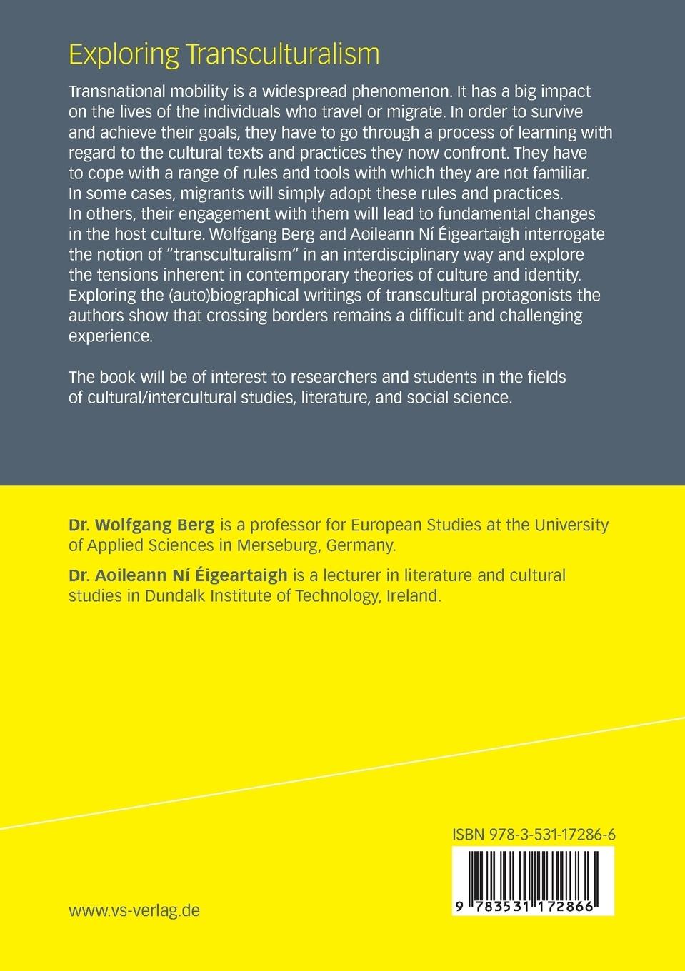 Rückseitencover Exploring Transculturalism