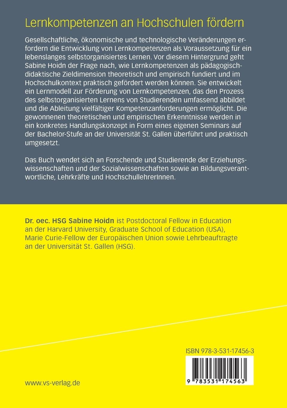 Rückseitencover Lernkompetenzen an Hochschulen fördern