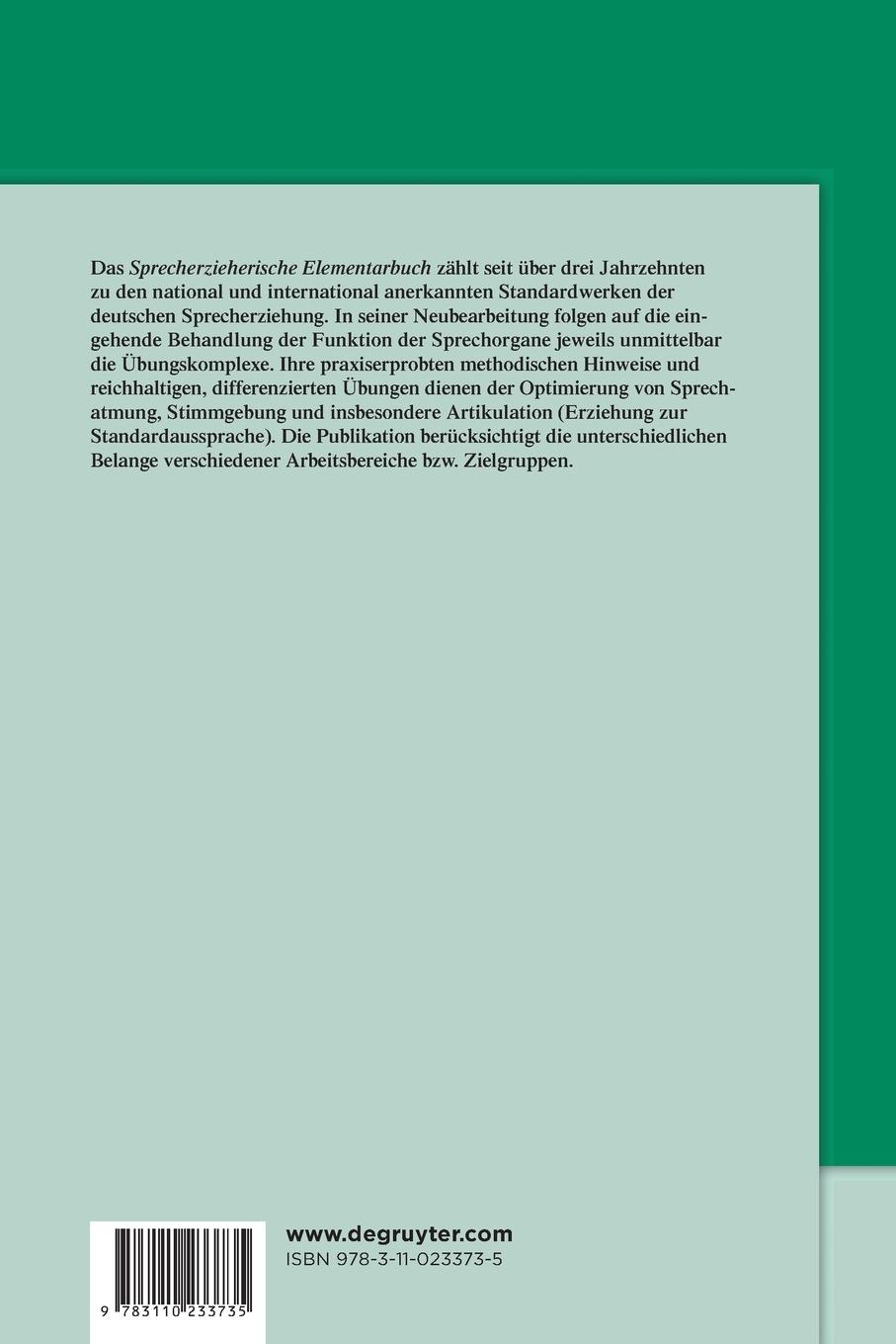 Rückseitencover Sprecherzieherisches Elementarbuch