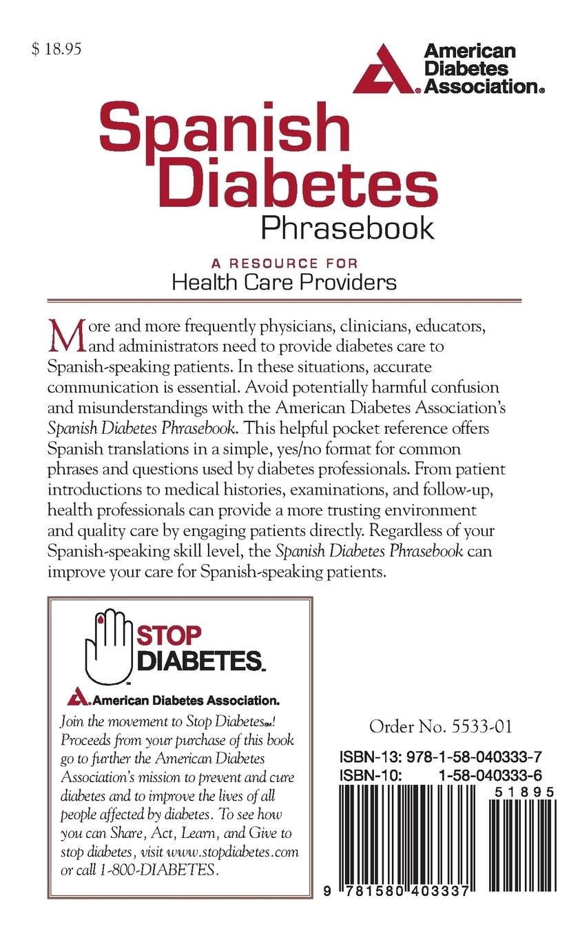 Rückseitencover Spanish Diabetes Phrasebook