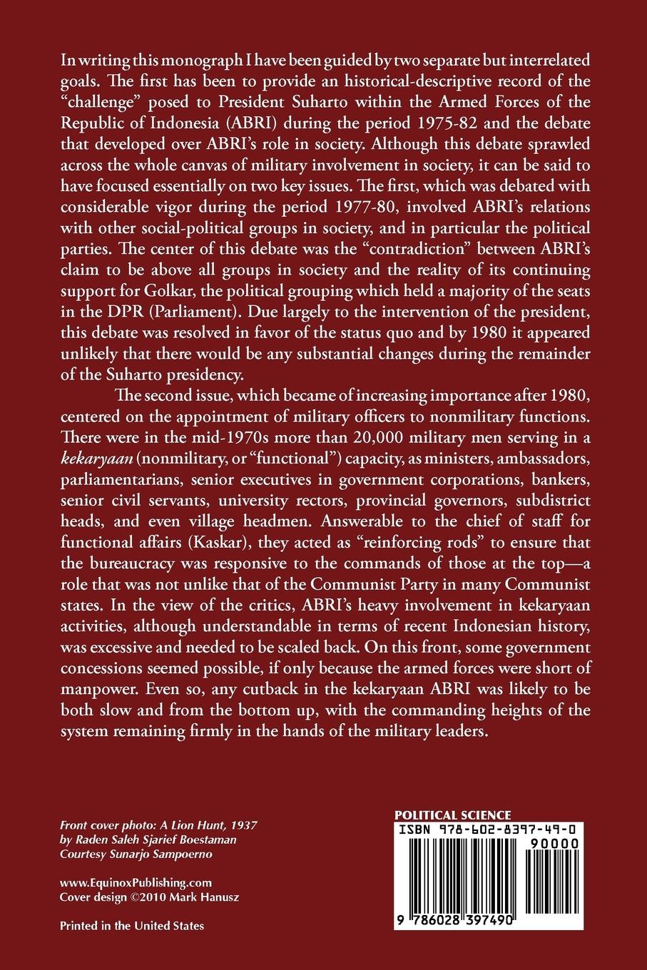 Rückseitencover Suharto and His Generals