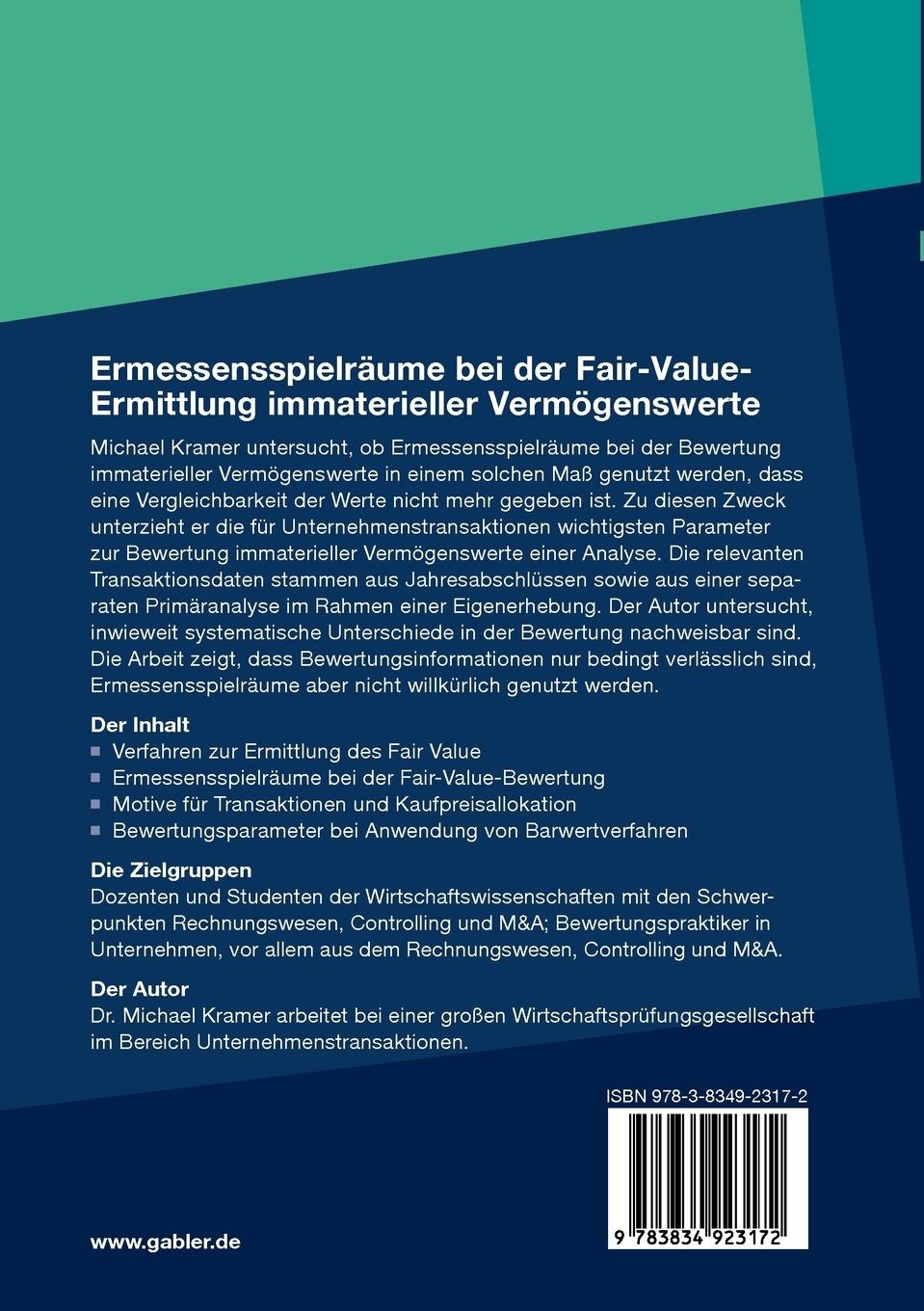 Rückseitencover Ermessensspielräume bei der Fair-Value-Ermittlung immaterieller Vermögenswerte