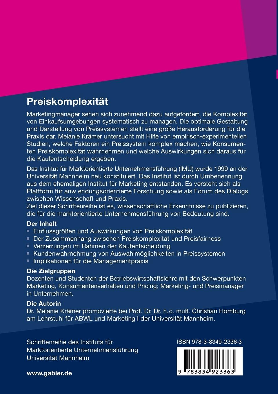 Rückseitencover Preiskomplexität