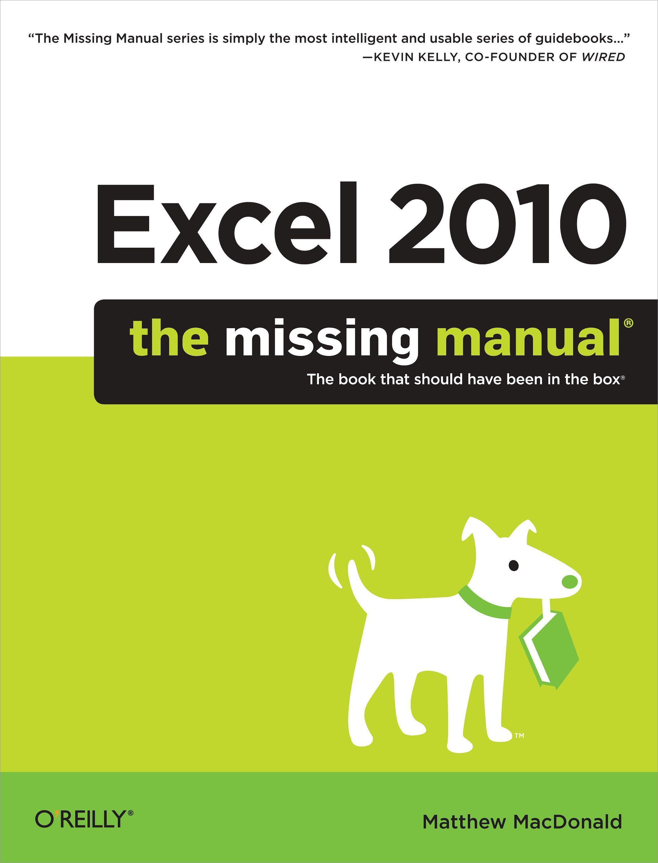 Vorderes Coverbild Excel 2010: The Missing Manual