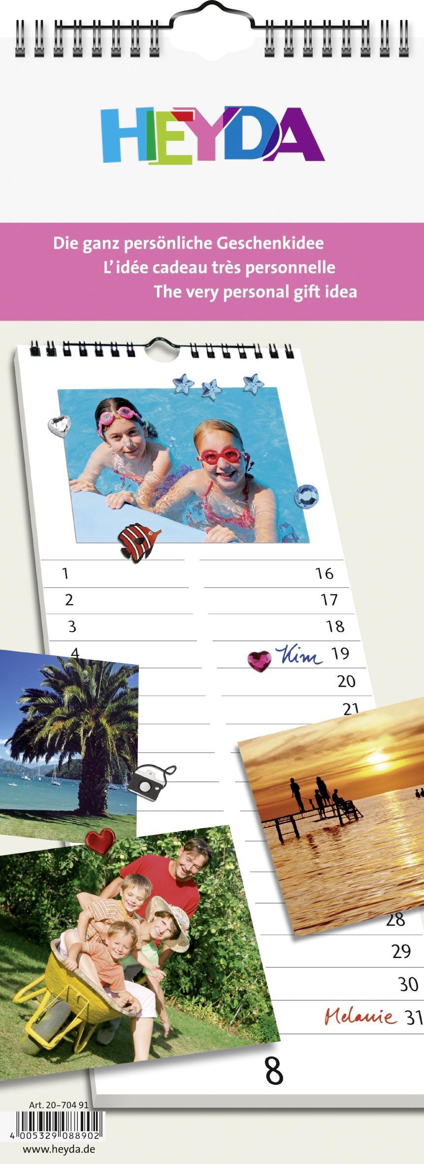 Vorderes Coverbild Heyda 2070491, Bastelkalender/DIY-Kalender/Fotokalender, immerwährend, 16 x 42,5 cm, Deckblatt: Kunstdruckpapier, Deckblatt: farbig bedruckt mit Motiv, Monatsblätter: weiß