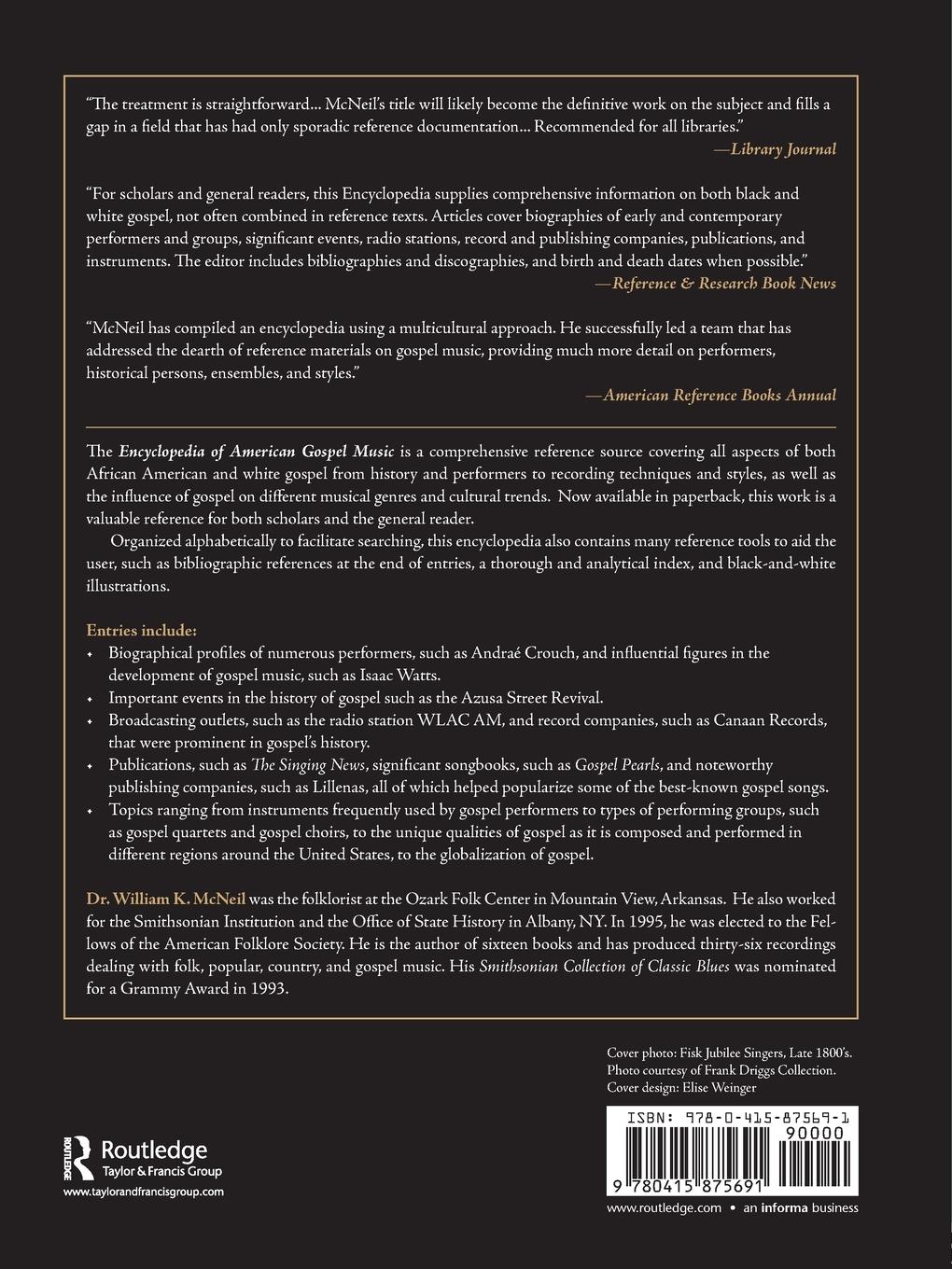 Rückseitencover Encyclopedia of American Gospel Music