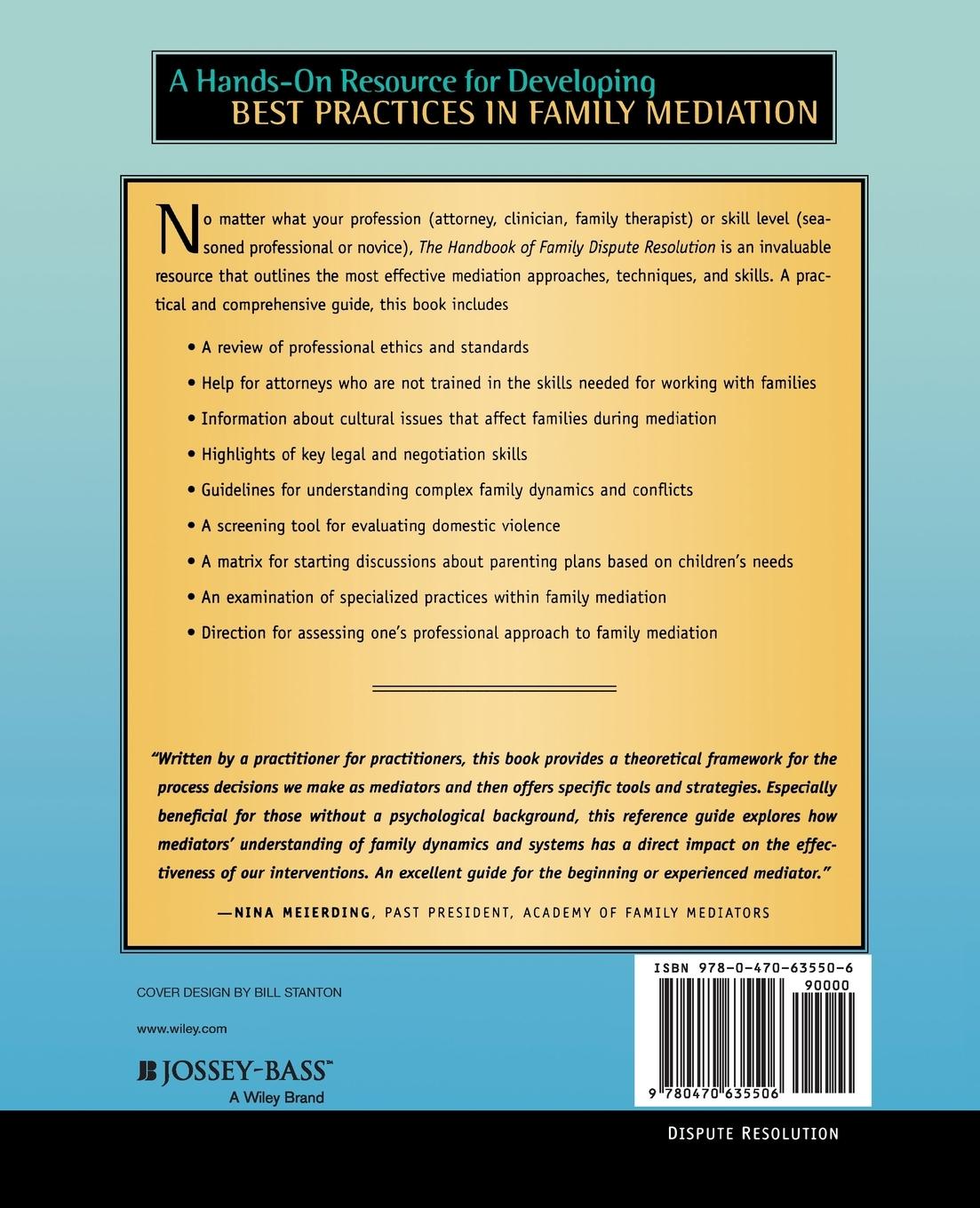 Rückseitencover The Handbook of Family Dispute Resolution