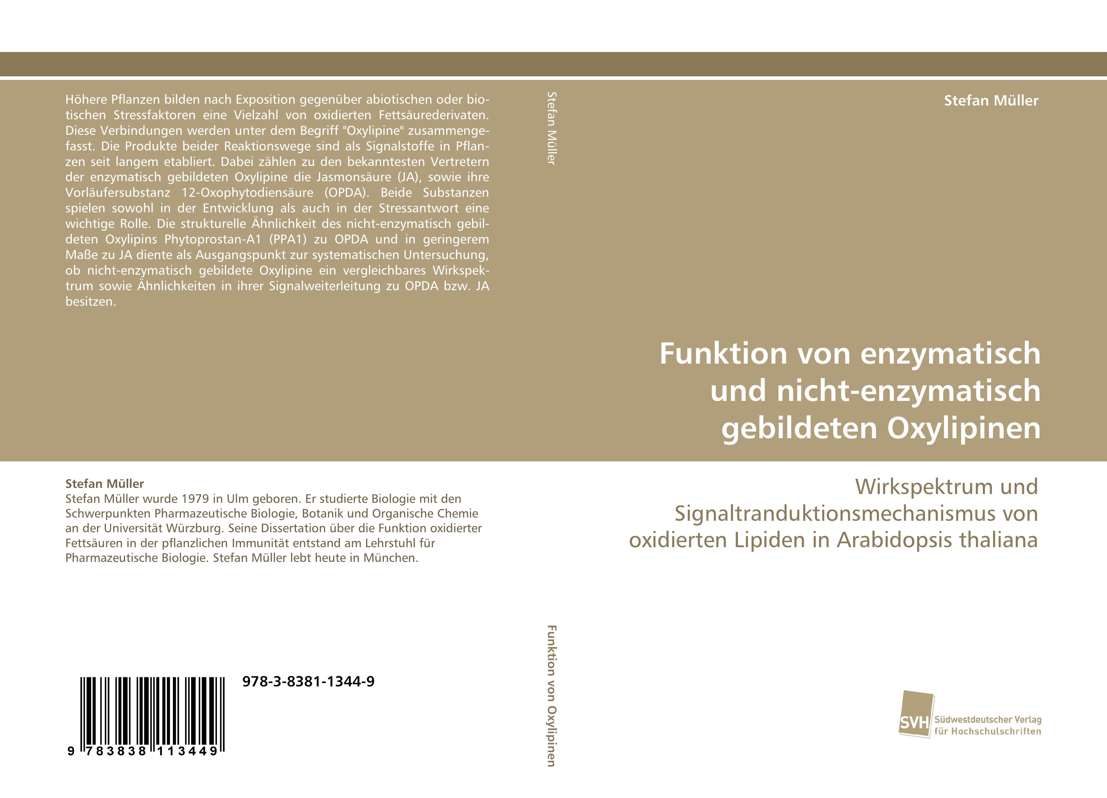 Vorderes Coverbild Funktion von enzymatisch und nicht-enzymatisch gebildeten Oxylipinen