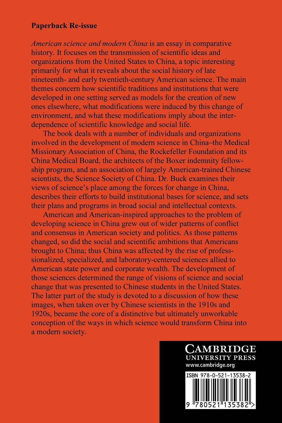 Rückseitencover American Science and Modern China, 1876-1936