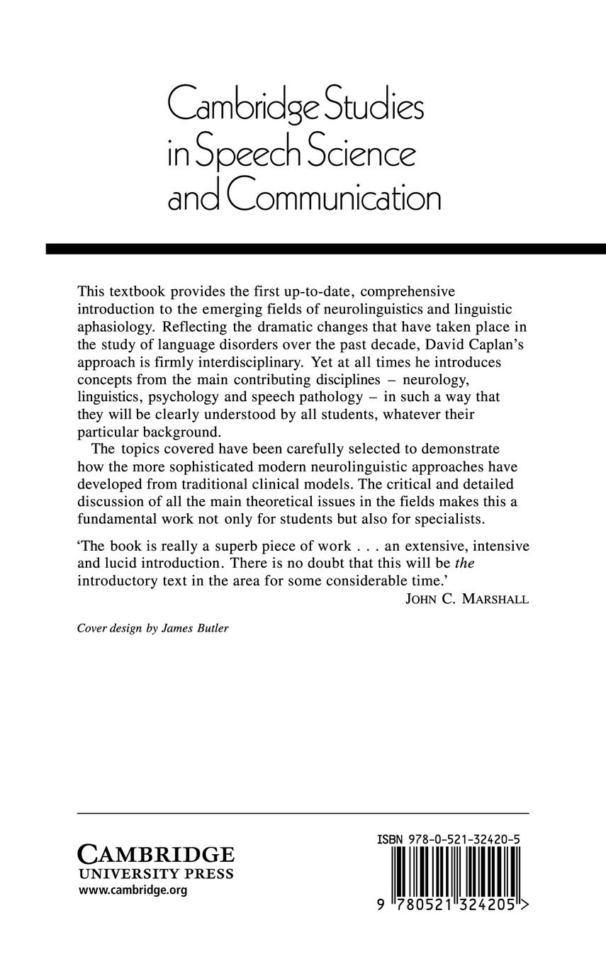 Rückseitencover Neurolinguistics and Linguistic Aphasiology