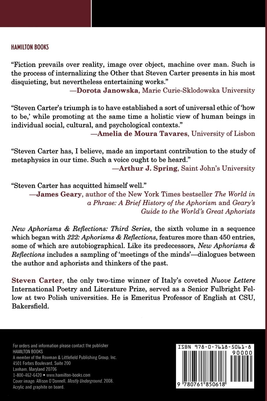 Rückseitencover New Aphorisms & Reflections