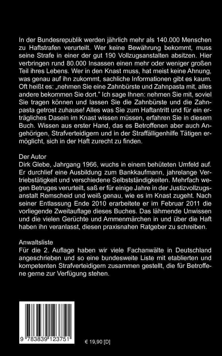 Rückseitencover Handbuch Knast und Strafvollzug