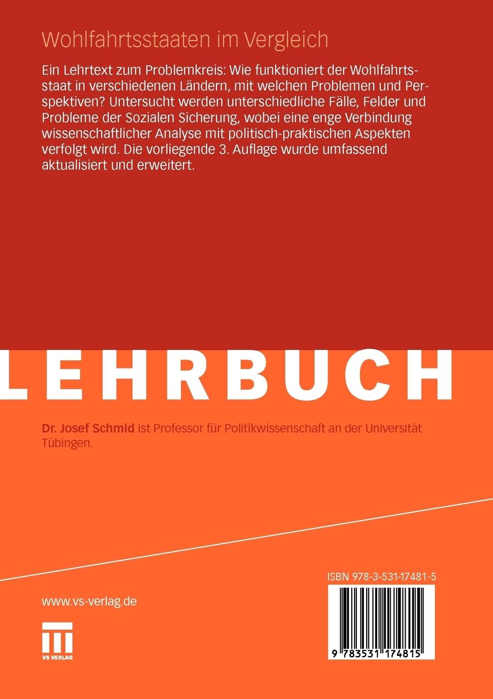 Rückseitencover Wohlfahrtsstaaten im Vergleich
