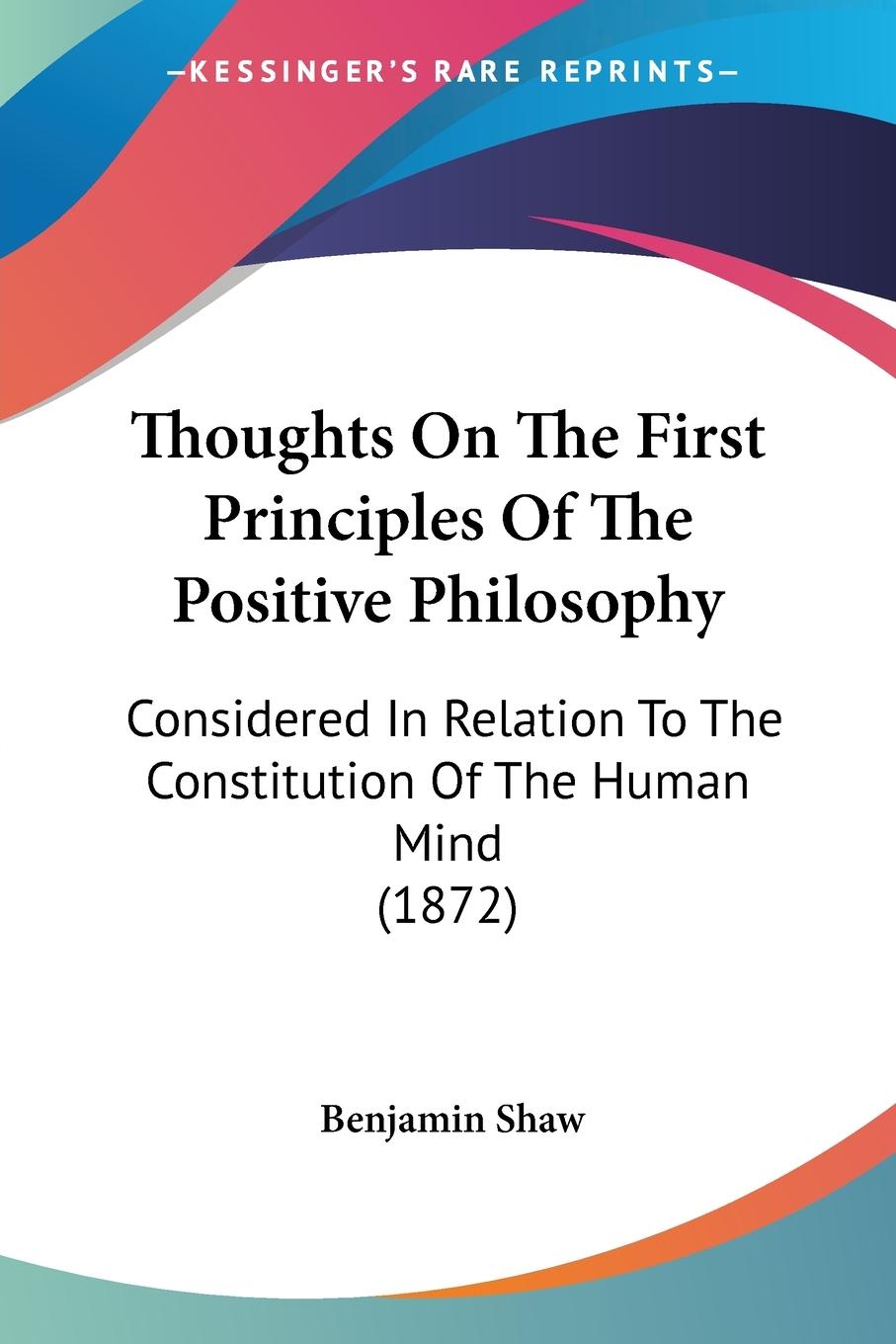 Vorderes Coverbild Thoughts On The First Principles Of The Positive Philosophy