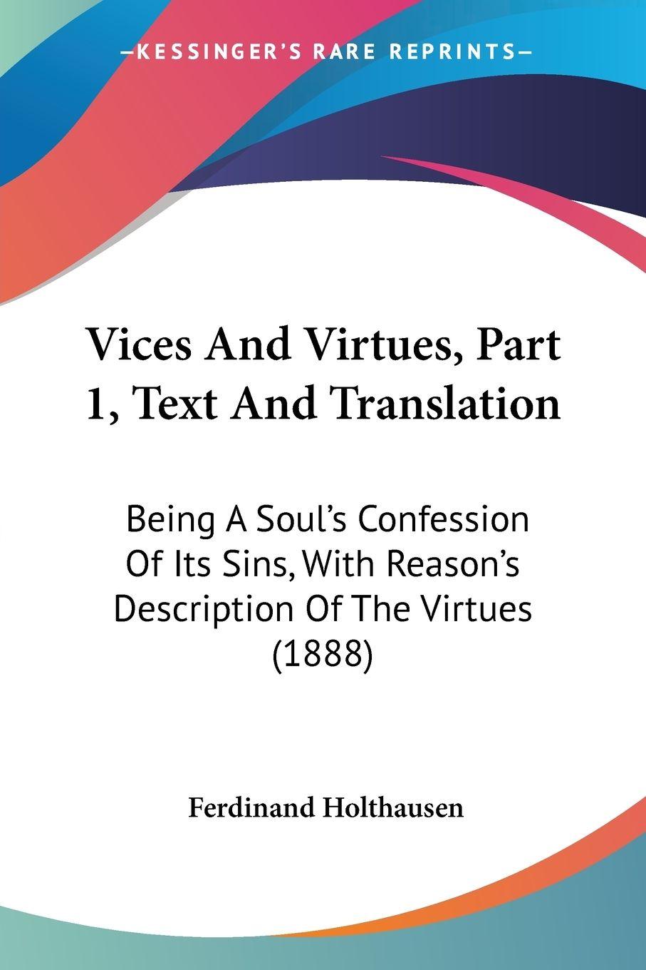 Vorderes Coverbild Vices And Virtues, Part 1, Text And Translation
