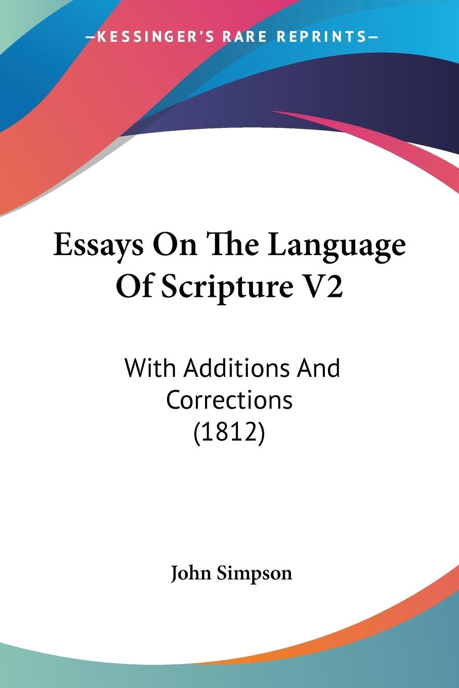 Vorderes Coverbild Essays On The Language Of Scripture V2