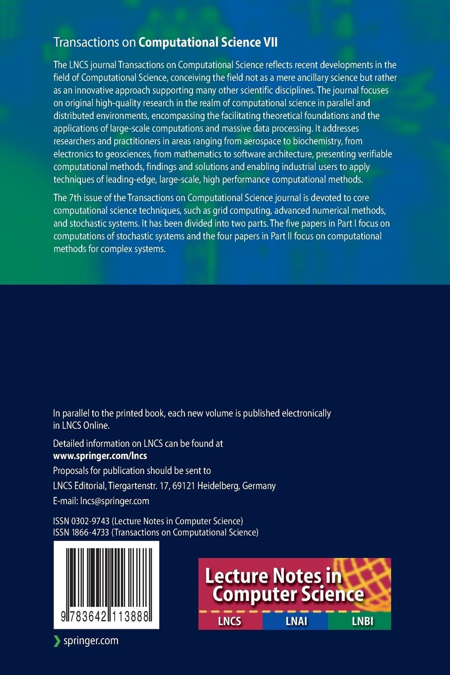Rückseitencover Transactions on Computational Science VII