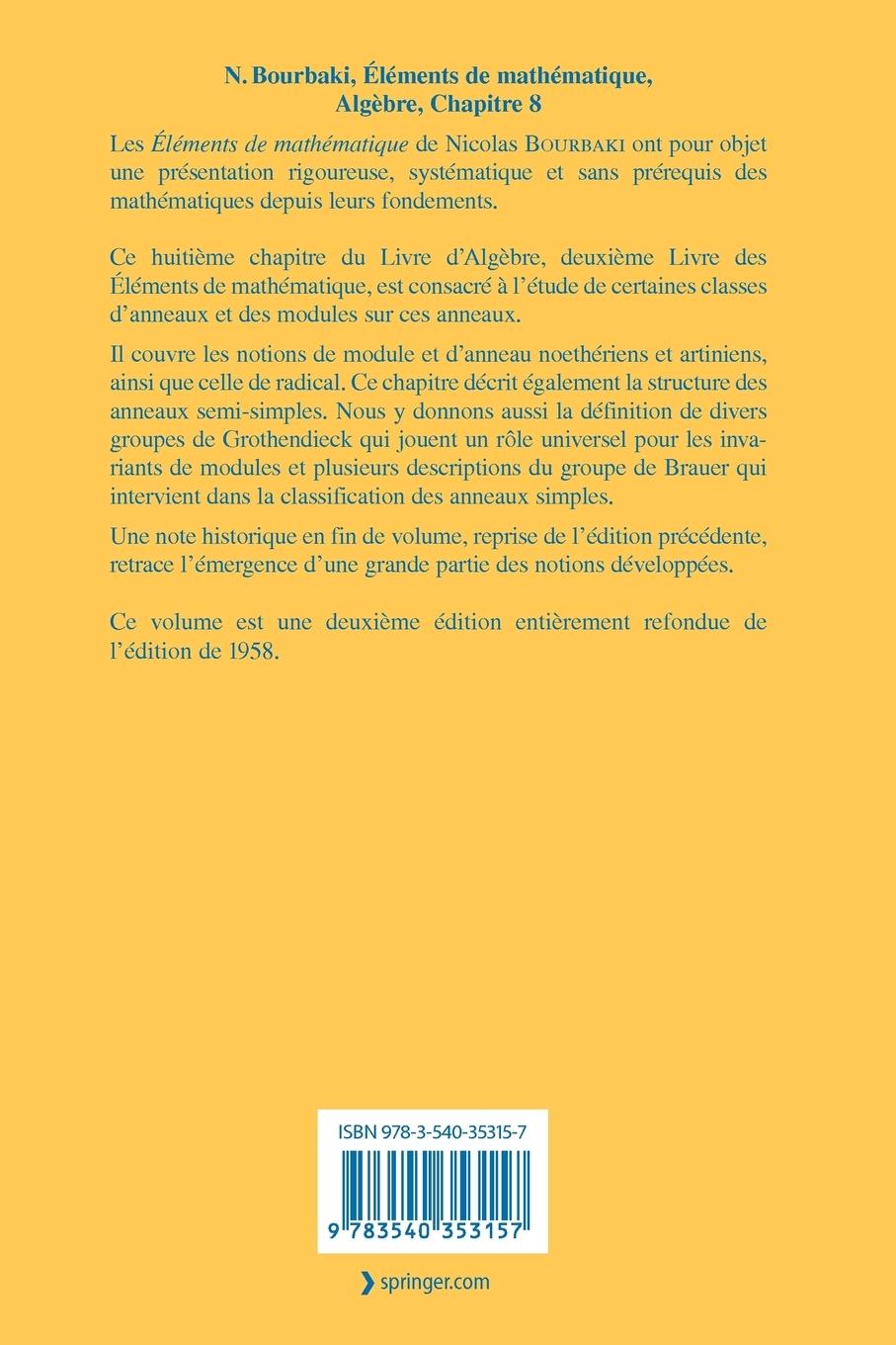 Rückseitencover Algèbre