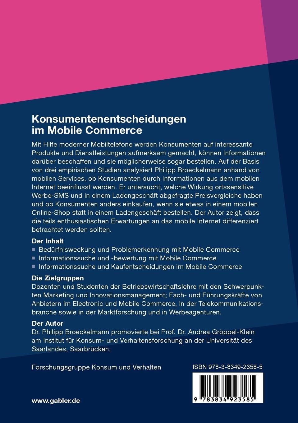 Rückseitencover Konsumentenentscheidungen im Mobile Commerce
