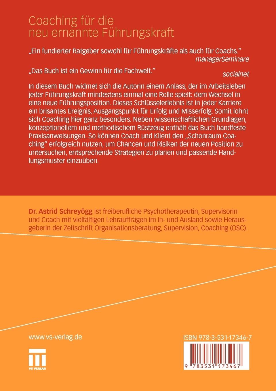 Rückseitencover Coaching für die neu ernannte Führungskraft