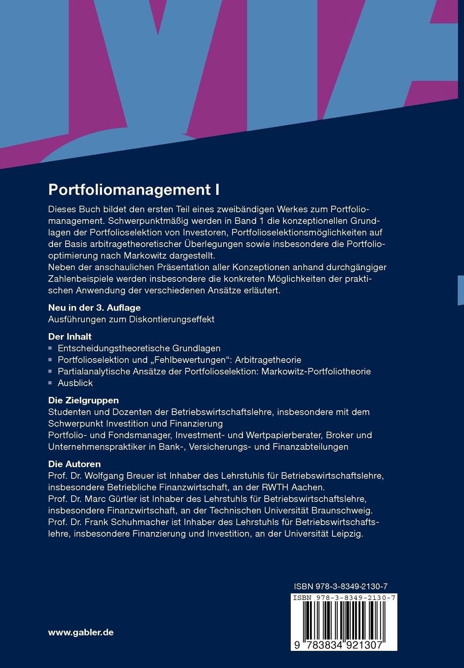Rückseitencover Portfoliomanagement I