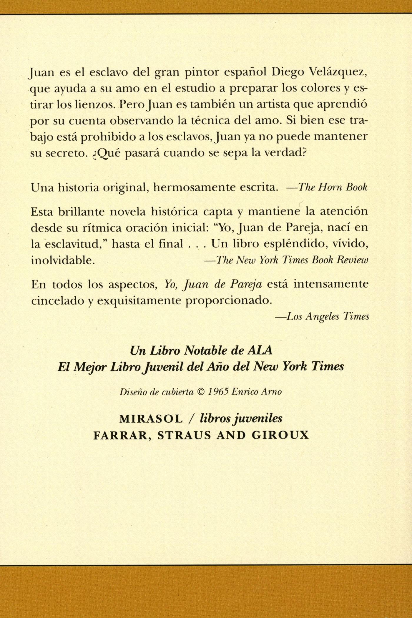 Rückseitencover Yo, Juan de Pareja