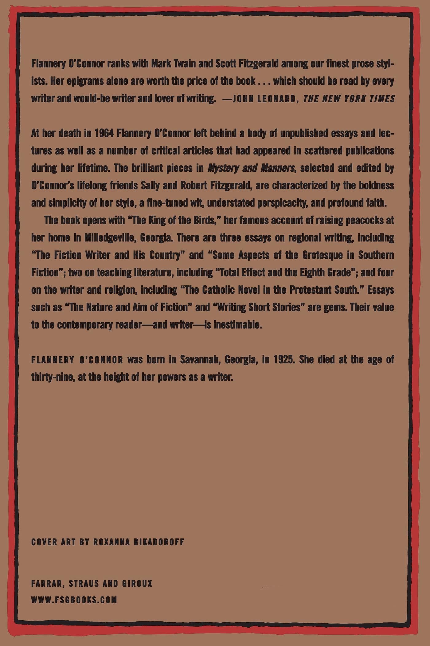 Rückseitencover Mystery and Manners