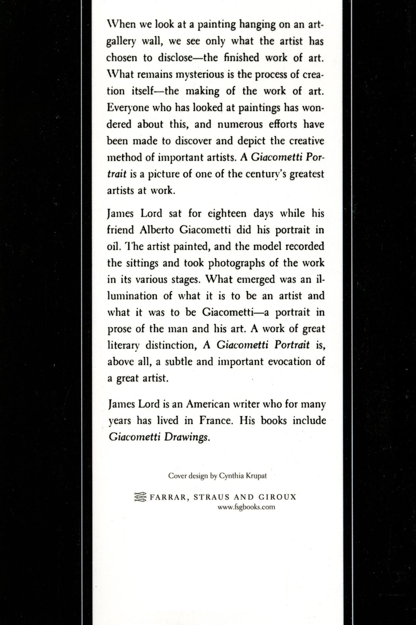 Rückseitencover A Giacometti Portrait