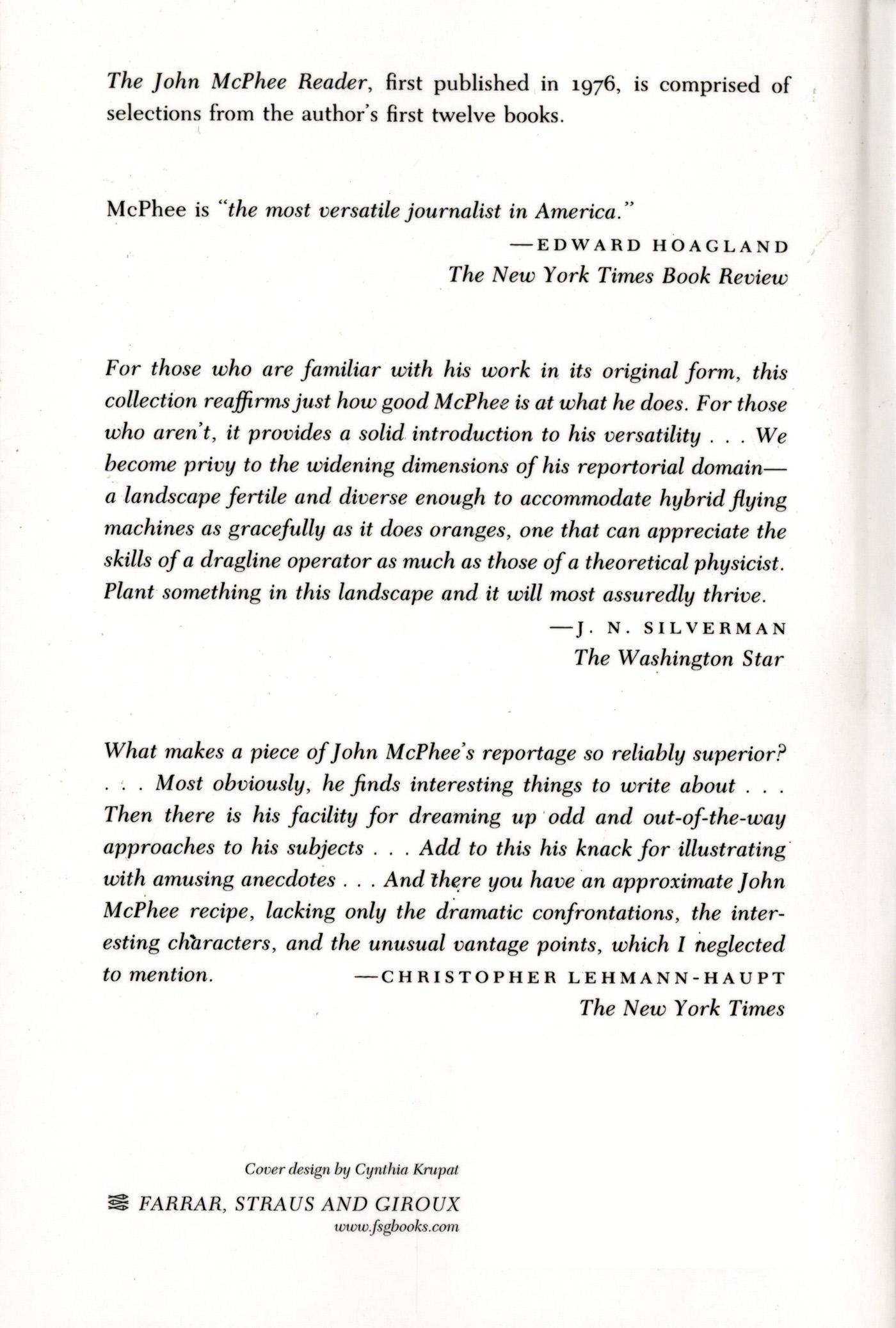 Rückseitencover The John McPhee Reader
