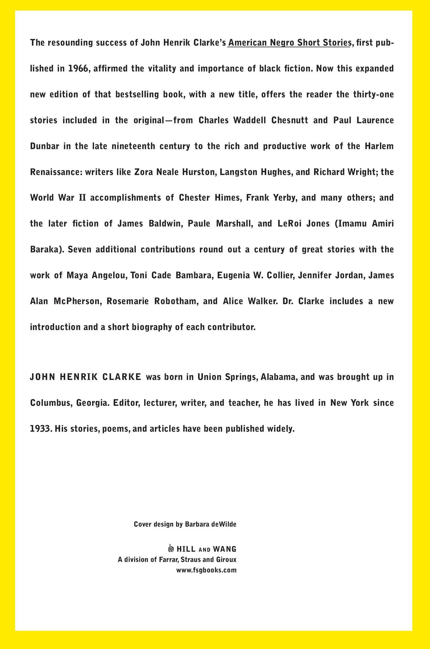 Rückseitencover Black American Short Stories