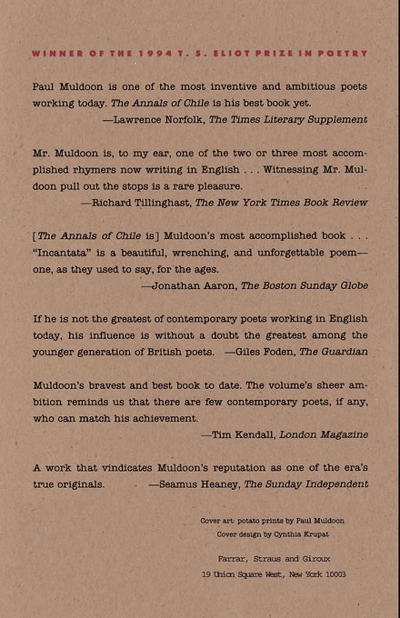 Rückseitencover The Annals of Chile