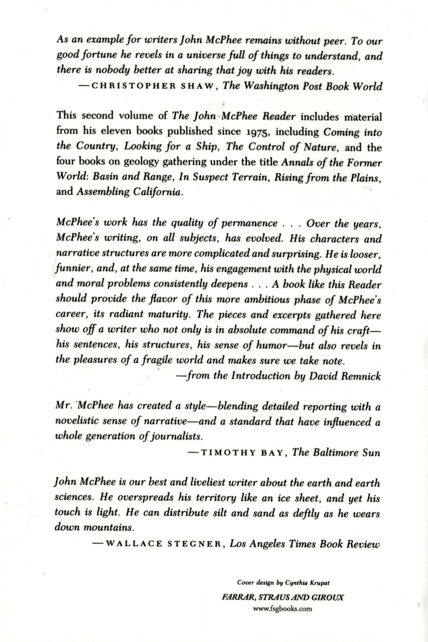 Rückseitencover The Second John McPhee Reader