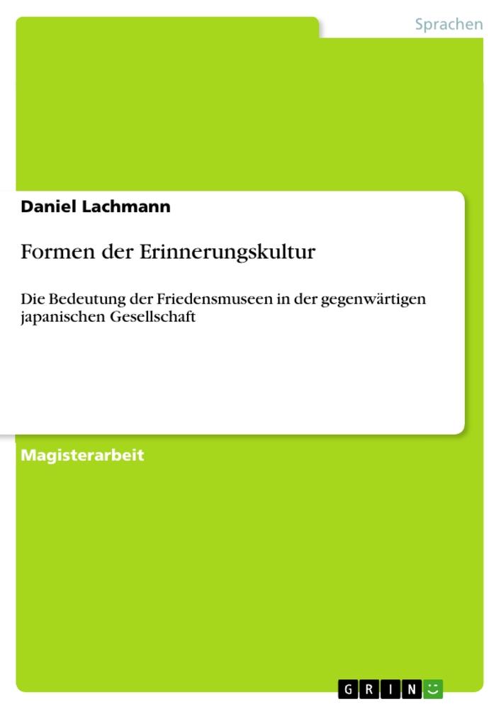 Vorderes Coverbild Formen der Erinnerungskultur