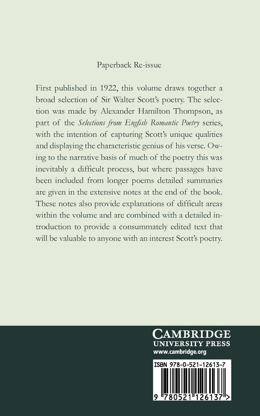 Rückseitencover Selections from the Poems of Sir Walter Scott