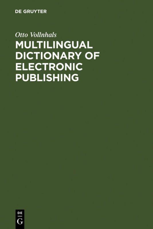 Vorderes Coverbild Multilingual Dictionary of Electronic Publishing