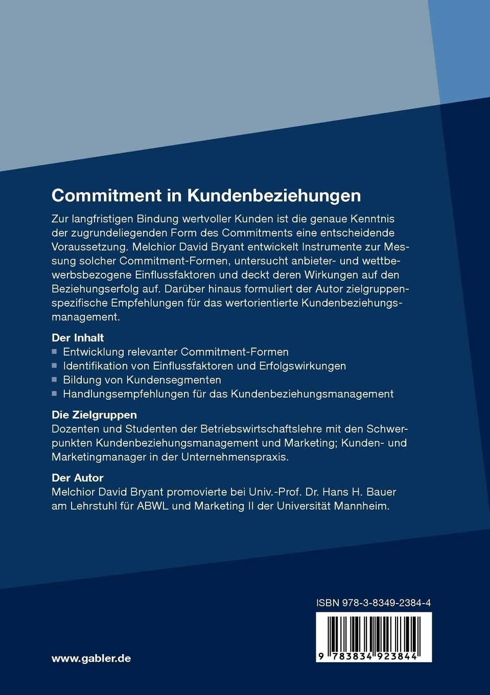 Rückseitencover Commitment in Kundenbeziehungen